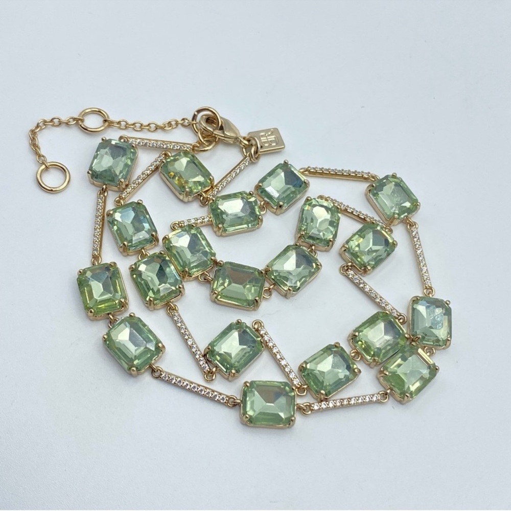 Delicate Pale Green Crystal Station Necklace